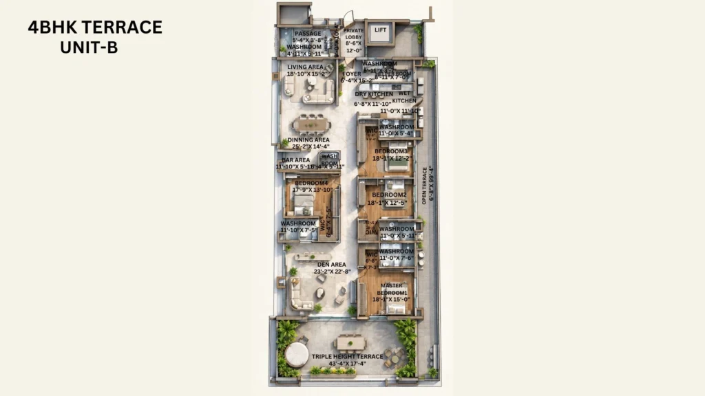 ps the balmoral 4bhk + terrace floor Plan