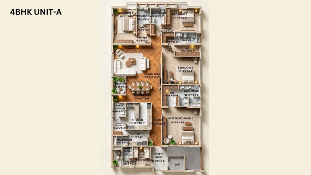the balmoral 4bhk unit A type floor Plan